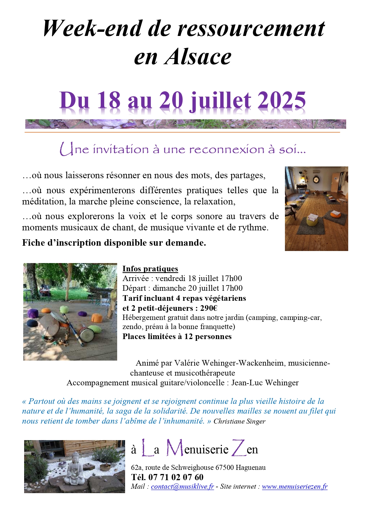 flyer weekend de ressourcement en Alsace 18 au 20 juillet 2025